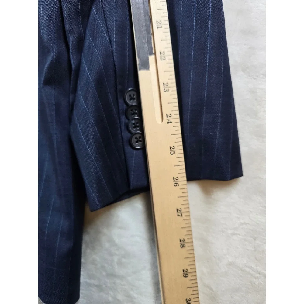 Cremieux Loro Piana Suit Mens 41L 2 Piece Pants 36x32 Navy Pinstripe 130s Wool